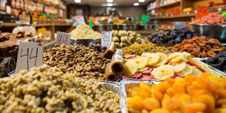 nuts at the shuk in in jerusalem