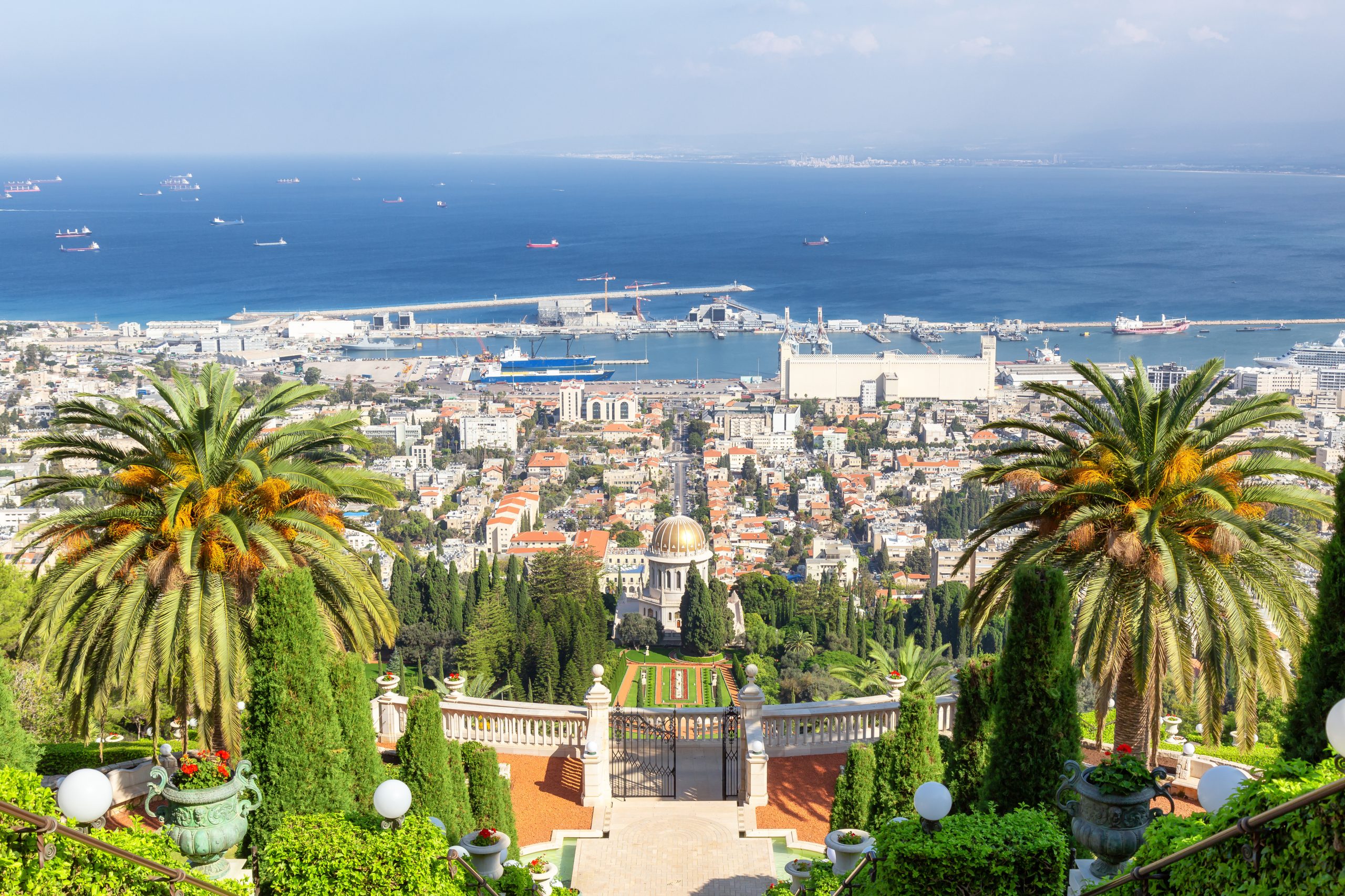 The Bahá'í Gardens terraced down Mount Carmel above Haifa